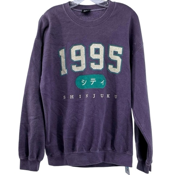 BDG Tops - BDG Women's Sweatshirt Graphic Shinjuku Purple Cotton Blend Small